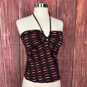 St. John Swim Tankini Bikini Top Brown Y2K Halter Neck‎ Padded Brown Size 10